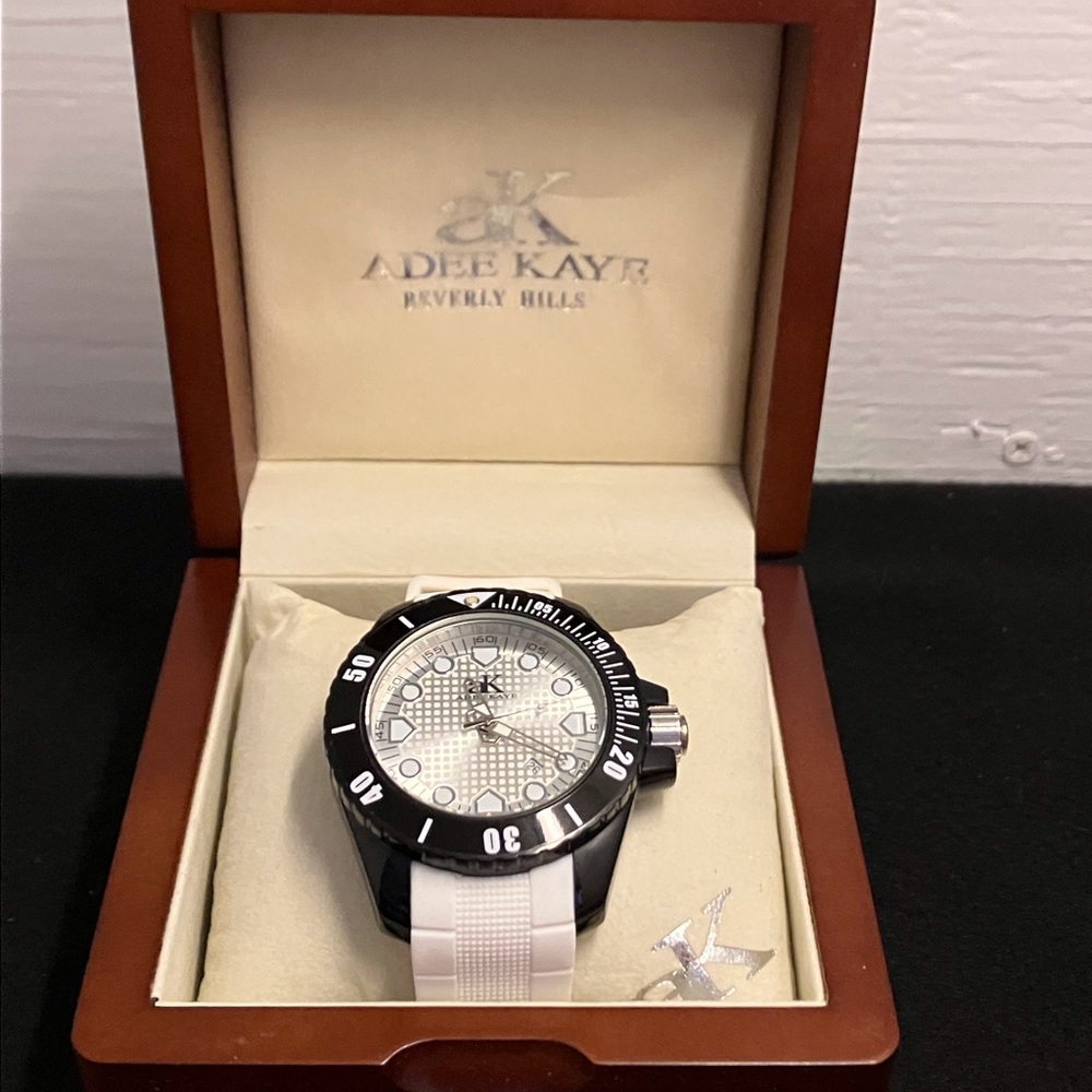 Adee Kaye Black and White Chronograph Watch